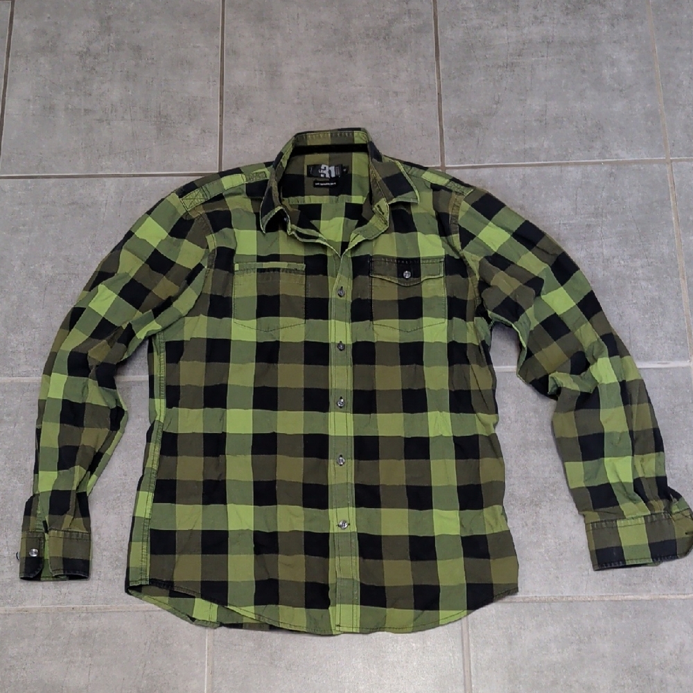 Green and Black Checkered Men's Shirt